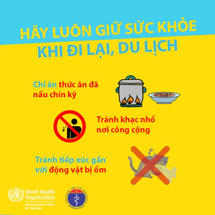 Các phương pháp phòng dịch khi đi du lịch. Ảnh: Tổ chức Y Tế Thế giới tại Việt Nam.