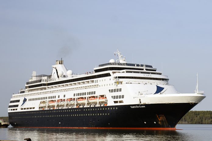 Tàu Vasco da Gama vào cảng ODA Thị Vải ngày 1/3. Ảnh: Lương Trần.