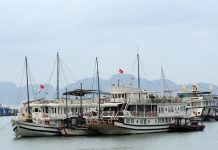 Hàng trăm tàu nghỉ đêm trên vịnh Hạ Long kêu cứu Tàu nghỉ đêm trên vịnh Hạ Long đang phải dừng hoạt động vì ế ẩm /// Ảnh LNH