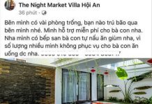 Trước siêu bão số 9 đổ bộ: Chủ villa, khách sạn Hội An cho người dân ở miễn phí Những bài viết mời người dân đến ở miễn phí được các chủ villa, khách sạn đăng tải. Ảnh: chụp màn hình/FBNV