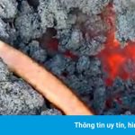 Du khách rán xúc xích trên miệng núi lửa