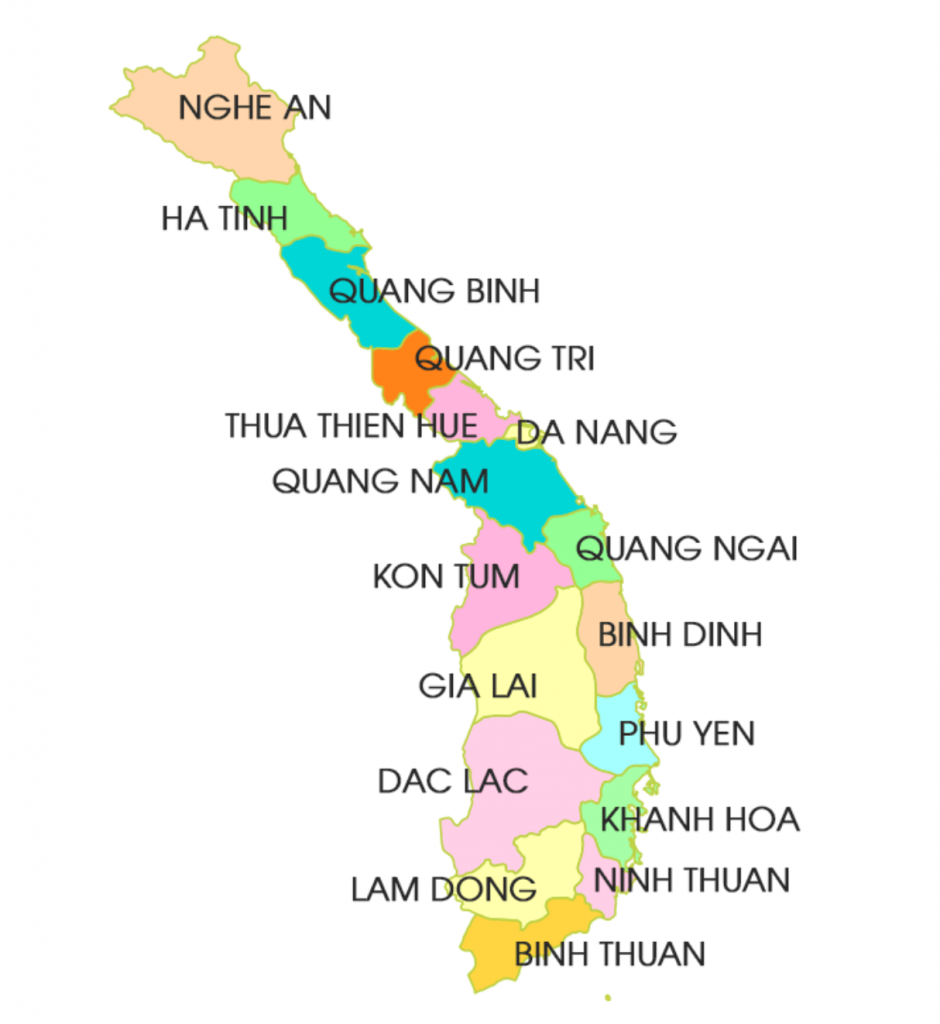 bản đồ khu vực miền Trung