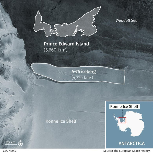 Tảng băng trôi lớn nhất thế giới vỡ ra từ thềm Nam Cực - Ảnh 2.